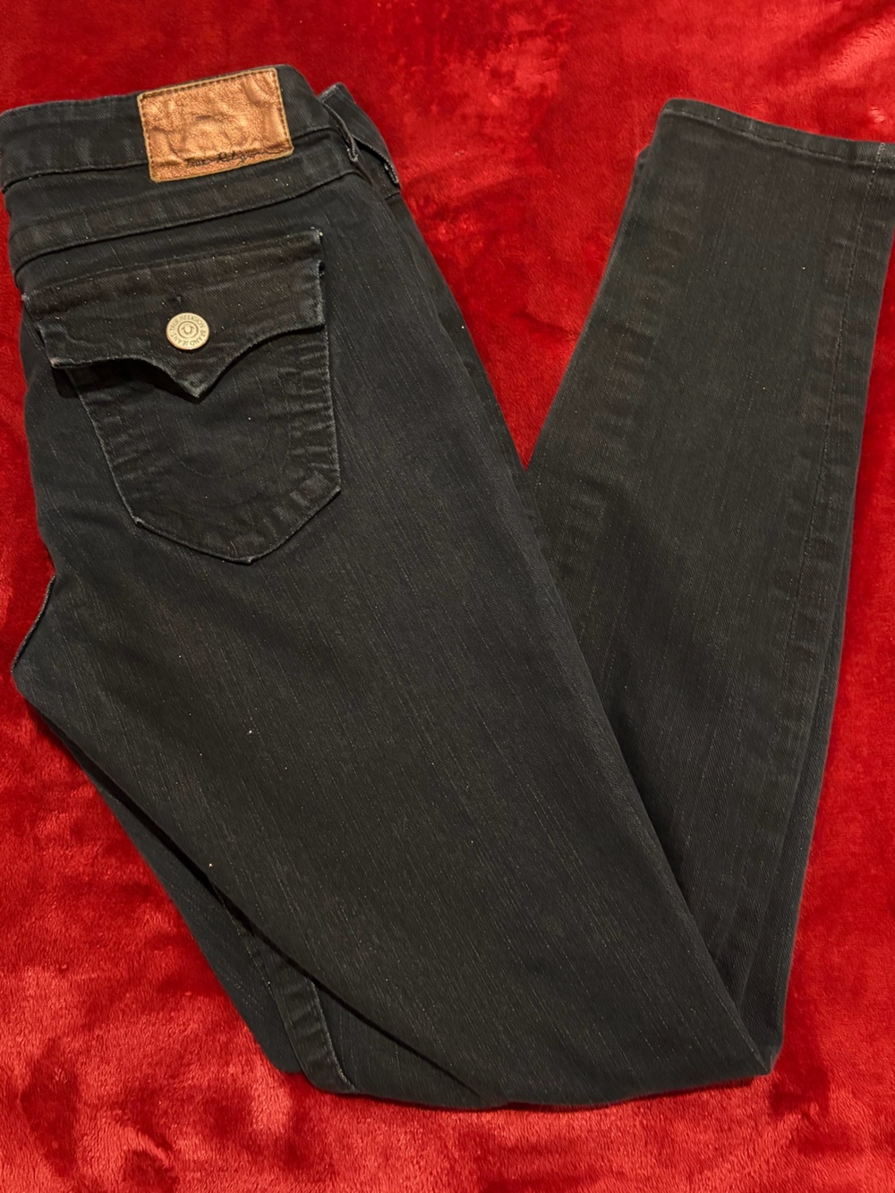 Vintage True Religion Sparkling Black Skinny Jeans Made in USA - Size 27